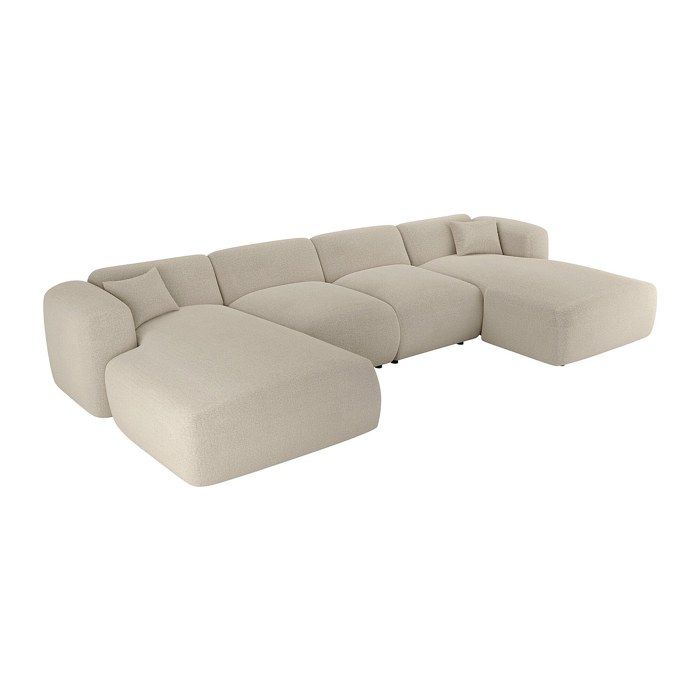 Grand canapé d'angle panoramique en tissu beige POGNI de Maison Céphy - Vue supplémentaire 1
