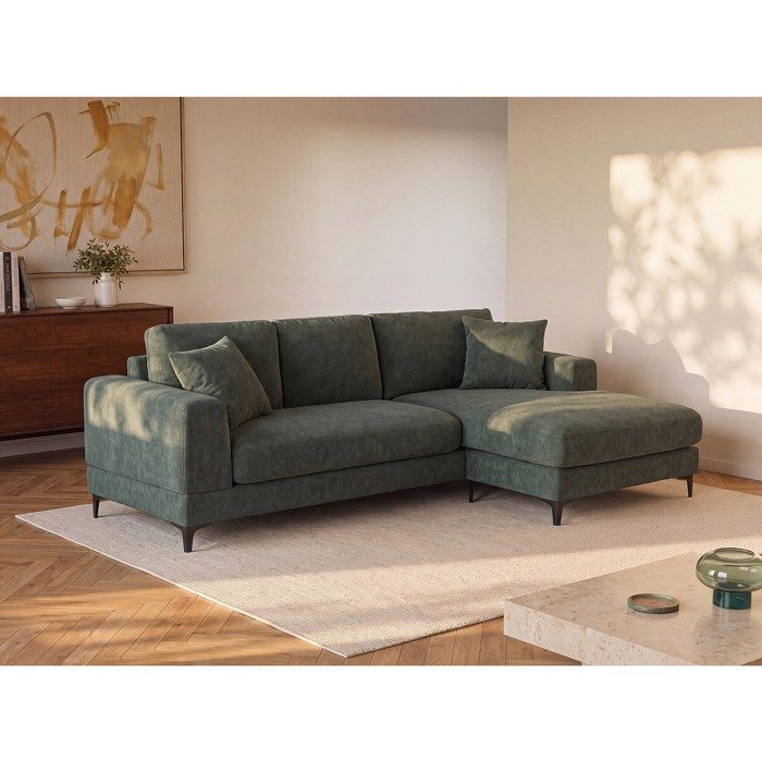 Produit similaire: Canapé d'angle réversible en tissu texturé vert JAMOLO
