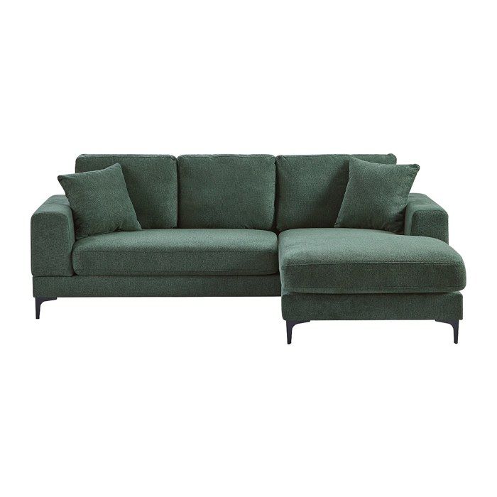 Canapé d'angle réversible en tissu texturé vert JAMOLO - Vue supplémentaire 1