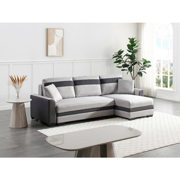Produit similaire: Canapé d'angle réversible et convertible en tissu et simili gris clair GIANY II