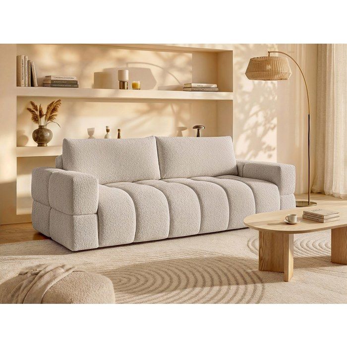 Produit similaire: Canapé 3 places convertible en tissu bouclette beige ISSORO II