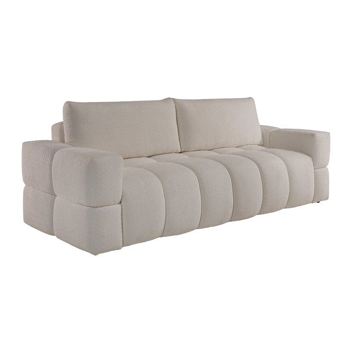 Canapé 3 places convertible en tissu bouclette beige ISSORO II - Vue supplémentaire 1