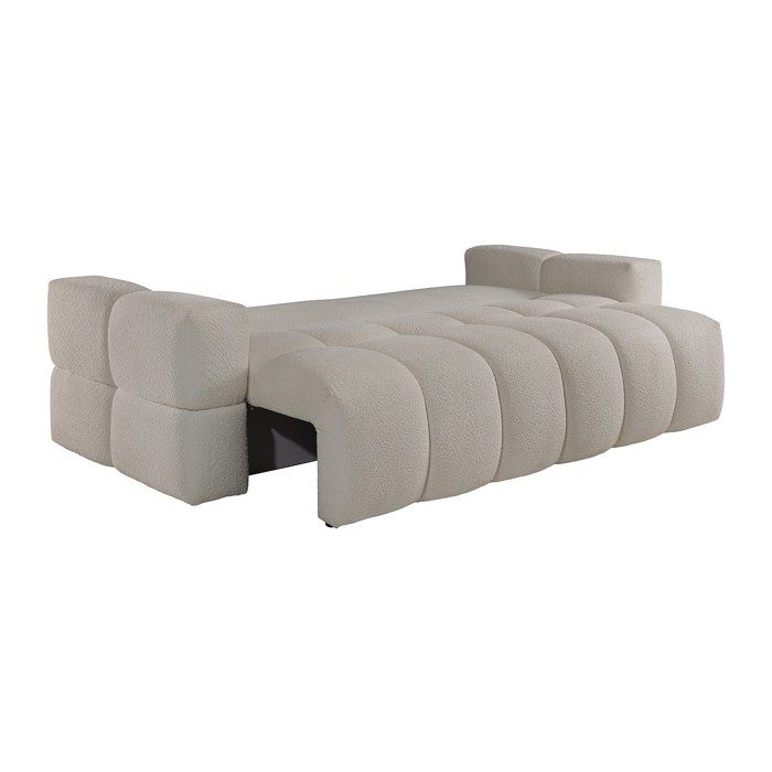 Canapé 3 places convertible en tissu bouclette beige ISSORO II - Vue supplémentaire 3