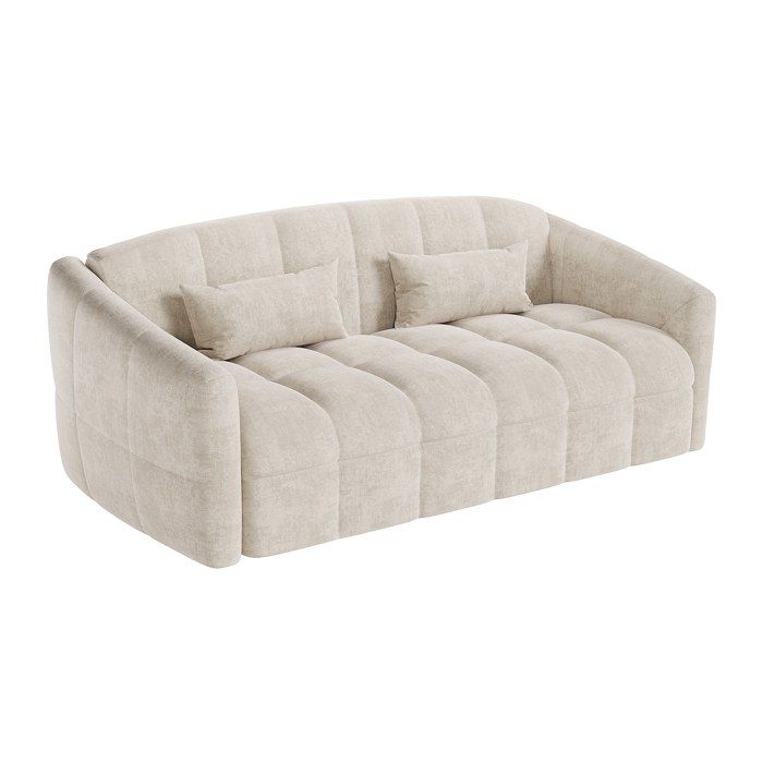 Canapé 3 places convertible express en velours beige - Couchage 140 cm - Matelas 14 cm RETUNA II - Vue supplémentaire 1