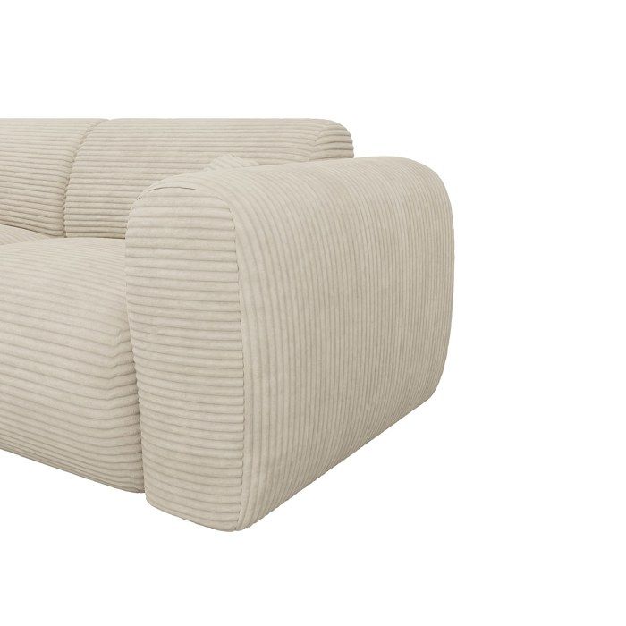 Pogni - Grand canapé angle gauche en velours côtelé beige - Vue supplémentaire 1