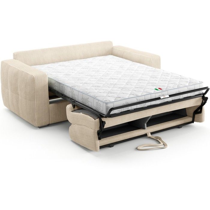 Cassian - Canapé convertible 3 places velours côtelé beige - Vue supplémentaire 2