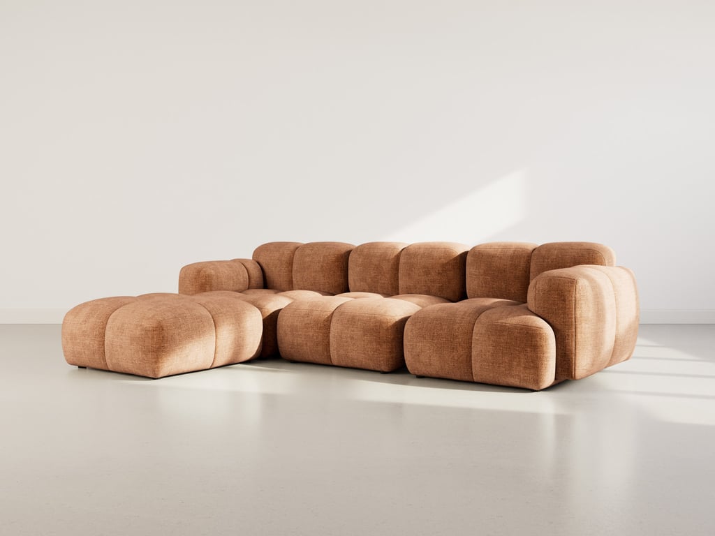 Grace - canapé modulable d'angle réversible 4 places en velours texturé - Rouille
