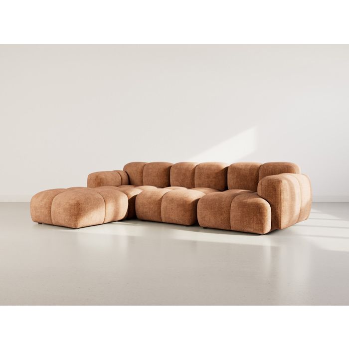 Grace - Canapé d'angle modulable 4 places velours marron - Vue supplémentaire 1