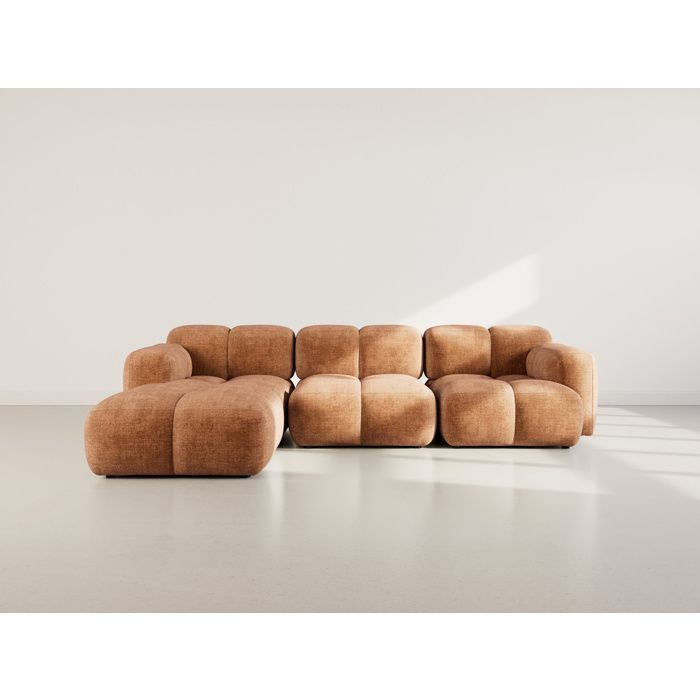 Grace - Canapé d'angle modulable 4 places velours marron - Vue supplémentaire 2