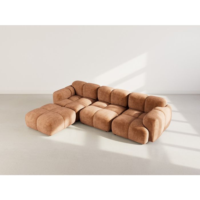 Grace - Canapé d'angle modulable 4 places velours marron - Vue supplémentaire 3