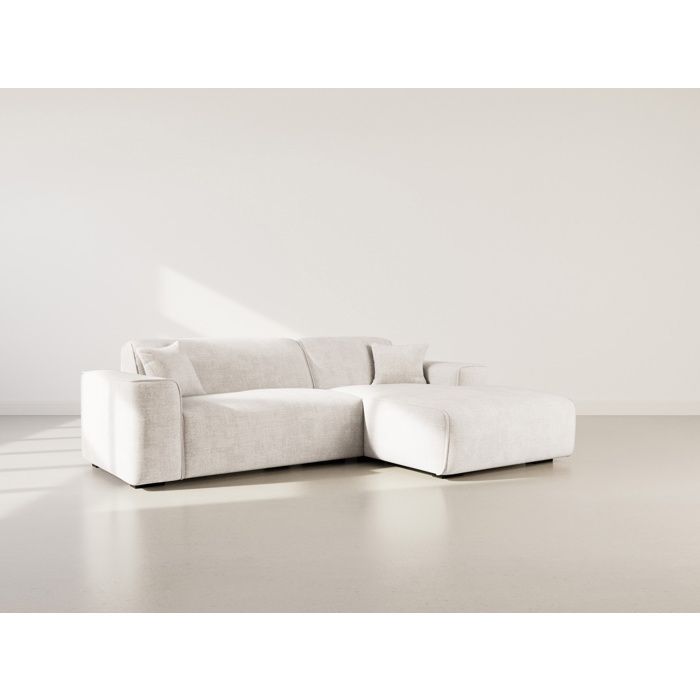 Lison - Canapé d'angle droit 4 places velours beige - Vue supplémentaire 1