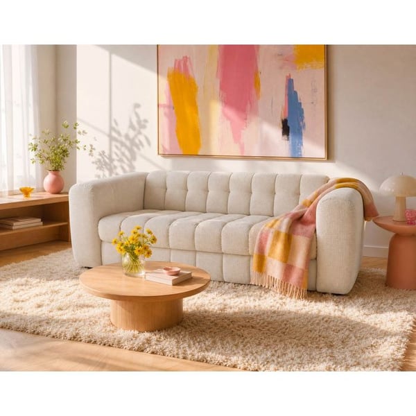 Violette - Canapé convertible 3 places velours beige