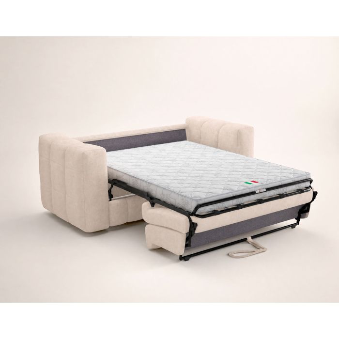 Violette - Canapé convertible 3 places velours beige - Vue supplémentaire 2