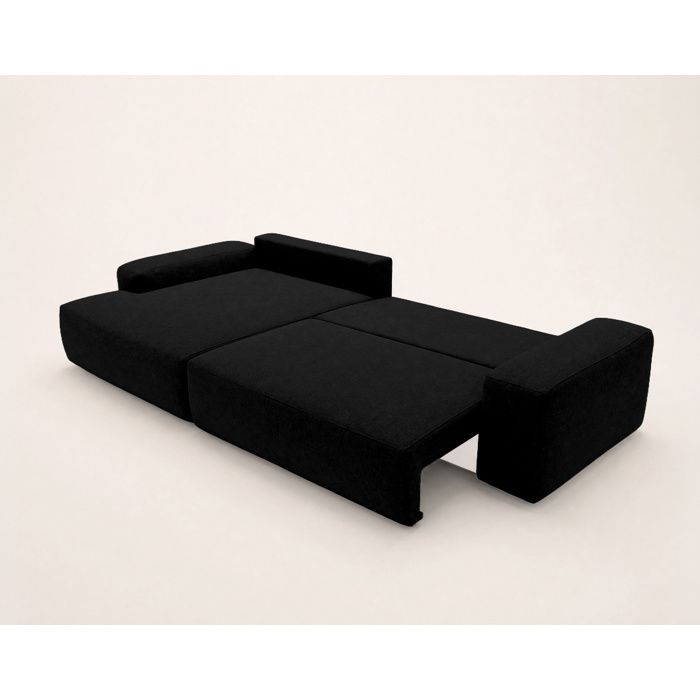 Tama - Canapé d'angle convertible gauche 4 places tissu noir - Vue supplémentaire 3