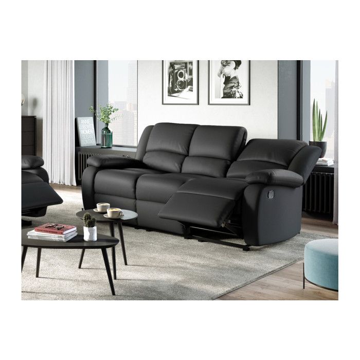 Produit similaire: Canapé Relaxation 3 places Simili cuir LEO - Noir - L193 x 93 x 96cm - LOUNGITUDE