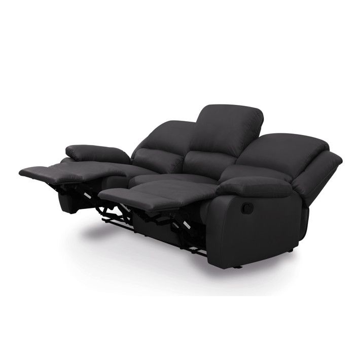 Canapé Relaxation 3 places Simili cuir LEO - Noir - L193 x 93 x 96cm - LOUNGITUDE - Vue supplémentaire 2