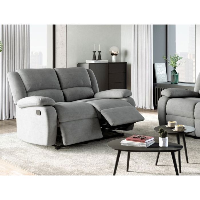 Produit similaire: Canapé Relaxation 2 places en microfibre LEO - Gris - L143 x 93 x 96cm - LOUNGITUDE