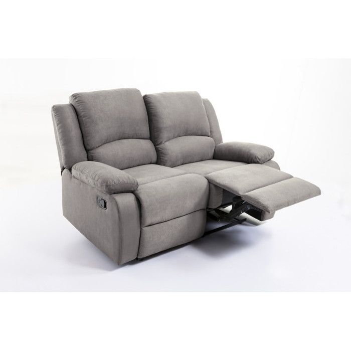 Canapé Relaxation 2 places en microfibre LEO - Gris - L143 x 93 x 96cm - LOUNGITUDE - Vue supplémentaire 1