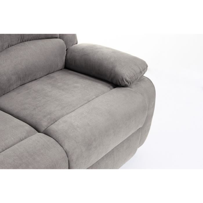 Canapé Relaxation 2 places en microfibre LEO - Gris - L143 x 93 x 96cm - LOUNGITUDE - Vue supplémentaire 3