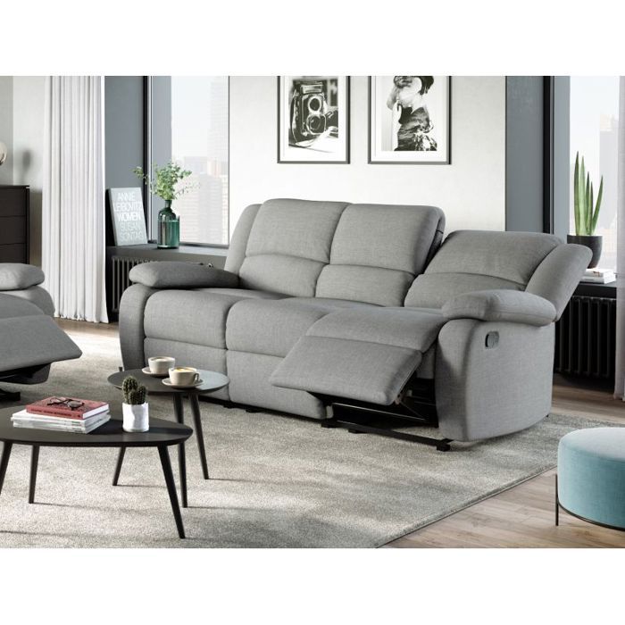 Produit similaire: Canapé Relaxation 3 places LEO en Tissu - Gris clair - L193 x 93 x 96cm - LOUNGITUDE