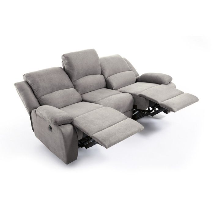 Canapé de Relaxation électrique 3 places Microfibre LEO - L193 x 93 x 96cm - LOUNGITUDE - Vue supplémentaire 2