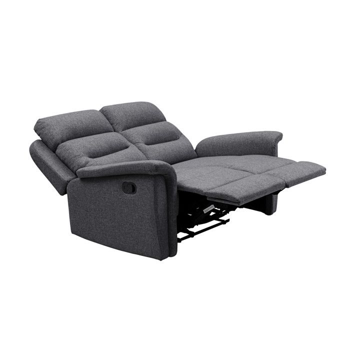 Canapé de Relaxation 2 places en Tissu Gris LÉON - Gris foncé - L140 x 94 x 100cm - LOUNGITUDE - Vue supplémentaire 2