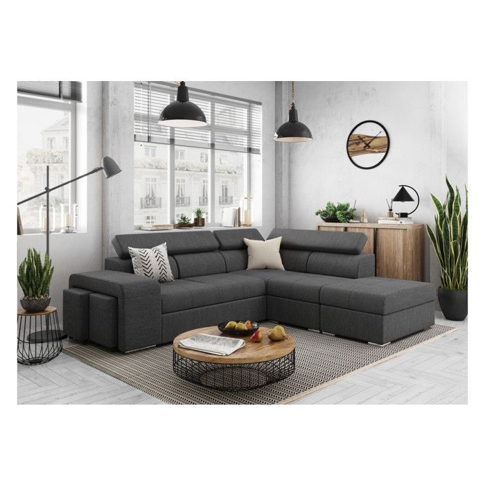 Produit similaire: Canapé d'angle droit 3 places SOAN convertible en tissu - Gris foncé - L262 x P220 x H76cm - LOUNGITUDE