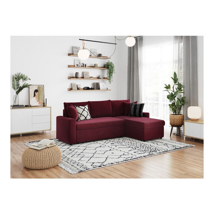 Produit similaire: Canapé d'angle 3 places MARIA réversible et convertible avec coffre en velours - Bordeaux - L227 x P146 x H81cm - LOUNGITUDE