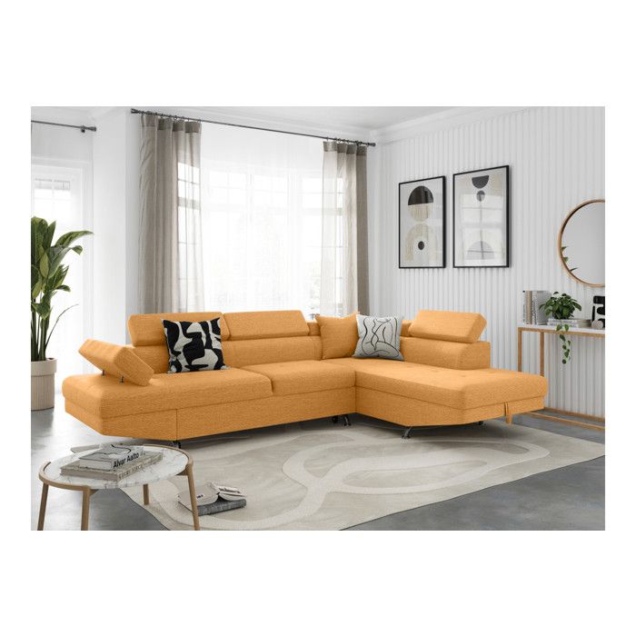 Produit similaire: Canapé d'angle droit 5 places RIO Convertible avec coffre en tissu - Jaune ocre - L271 x P192 x H70cm - LOUNGITUDE