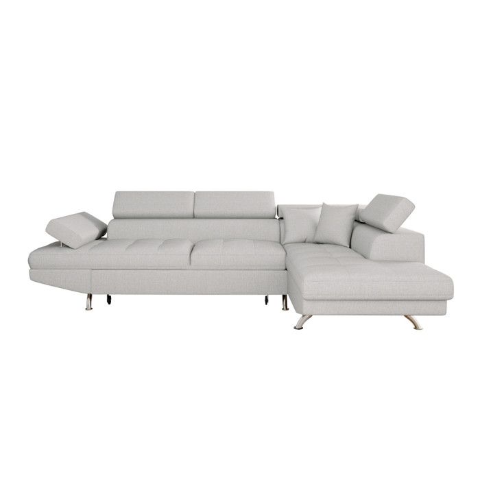 Canapé d'angle RIO Convertible avec coffre en tissu - Angle Droit, Gris perle - Vue supplémentaire 3