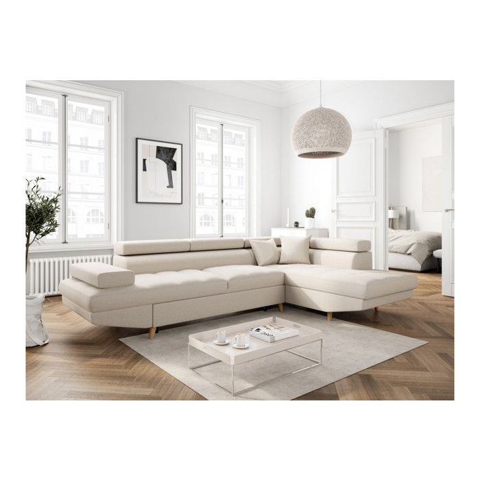 Produit similaire: Canapé d'angle convertible LOUNGITUDE MATHIS - Angle Droit - Tissu Beige - Coffre de rangement