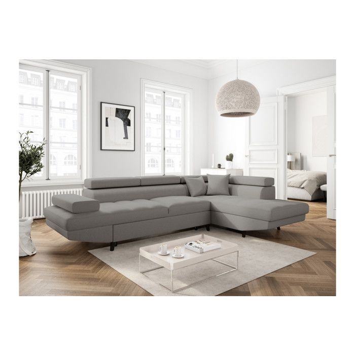 Produit similaire: Canapé d'angle droit convertible RIO Scandinave avec coffre en tissu - Gris clair, Pieds noir - L271 x P192 x H70cm - LOUNGITUDE
