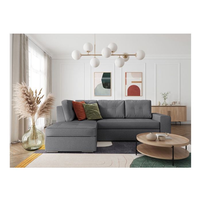 Produit similaire: Canapé d'angle gauche 3 places convertible ADEN avec coffre en tissu - Gris - L246 x P174 x H96cm - LOUNGITUDE