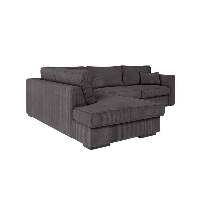 Canapé d'angle gauche BELAMI XXL 6 places en velours côtelé - Gris foncé - L303 x P228 x H86cm - LOUNGITUDE - Vue supplémentaire 2