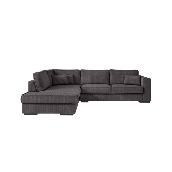 Canapé d'angle gauche BELAMI XXL 6 places en velours côtelé - Gris foncé - L303 x P228 x H86cm - LOUNGITUDE - Vue supplémentaire 3