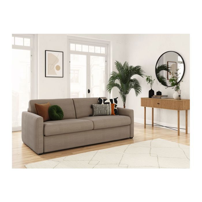 Produit similaire: Canapé convertible express 3 places AGATHE 140x190cm en velours côtelé - Taupe - Matelas 13cm - L178 x P96 x H88cm - LOUNGITUDE