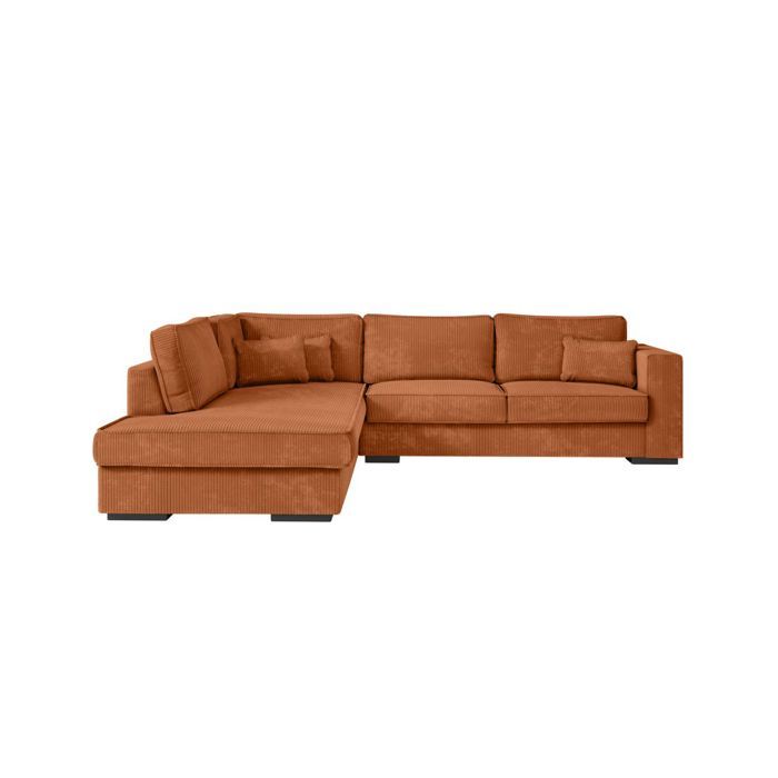 Canapé d'angle gauche BELAMI XXL 6 places en velours côtelé - Terracotta - L303 x P228 x H86cm - LOUNGITUDE - Vue supplémentaire 3