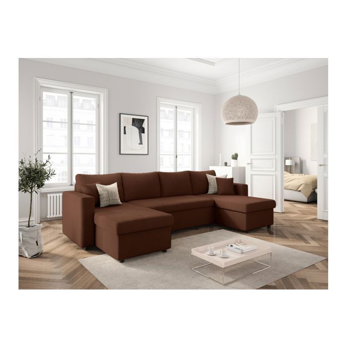 Produit similaire: Canapé panoramique 6 places MARIA convertible avec 2 coffres en velours côtelé - Marron - L295 x P146 x H81cm - LOUNGITUDE