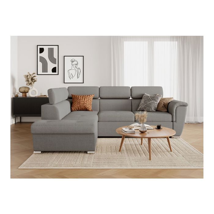 Produit similaire: Canapé d'angle gauche convertible 4 places PAOLA avec coffre en tissu - Gris clair - L252 x P188 x H76cm - LOUNGITUDE