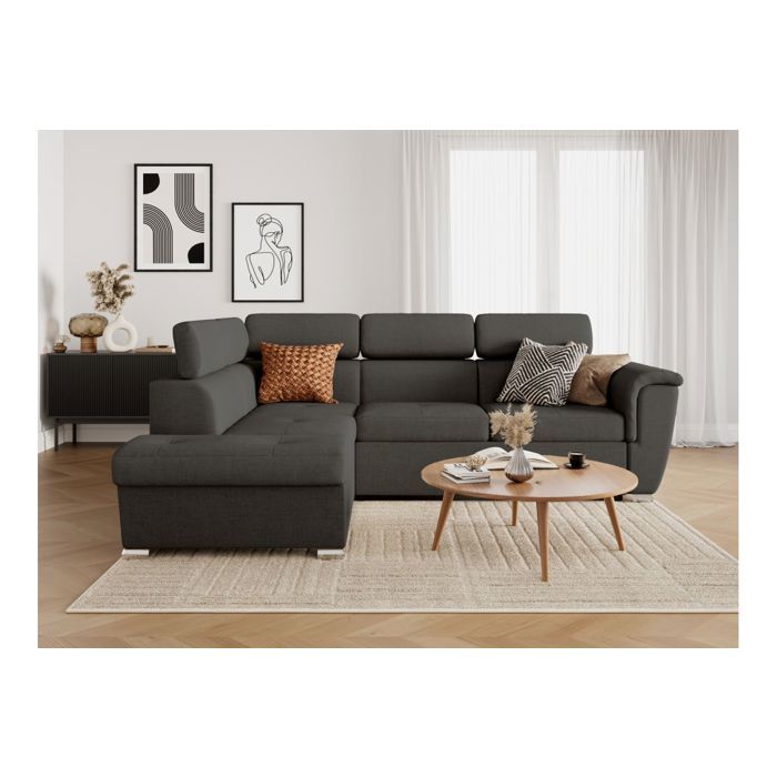 Produit similaire: Canapé d'angle gauche convertible 4 places PAOLA avec coffre en tissu - Gris foncé - L252 x P188 x H76cm - LOUNGITUDE