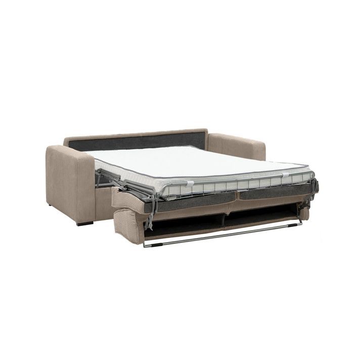 Esio - Canapé convertible 3 places velours côtelé beige - Vue supplémentaire 2