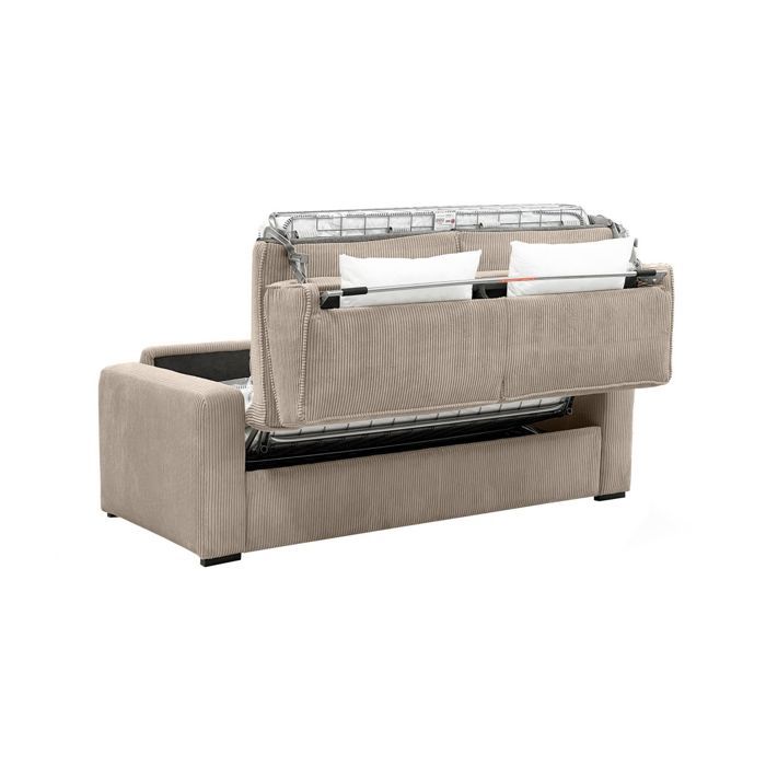 Esio - Canapé convertible 3 places velours côtelé beige - Vue supplémentaire 3