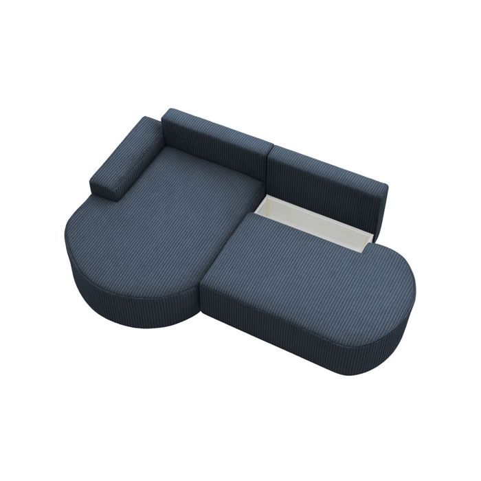 Marlo - Canapé d'angle convertible gauche 4 places velours côtelé bleu - Vue supplémentaire 2