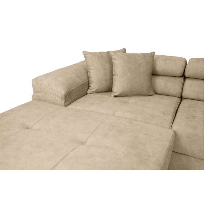 Flavio - Canapé panoramique convertible 6 places tissu beige - Vue supplémentaire 3