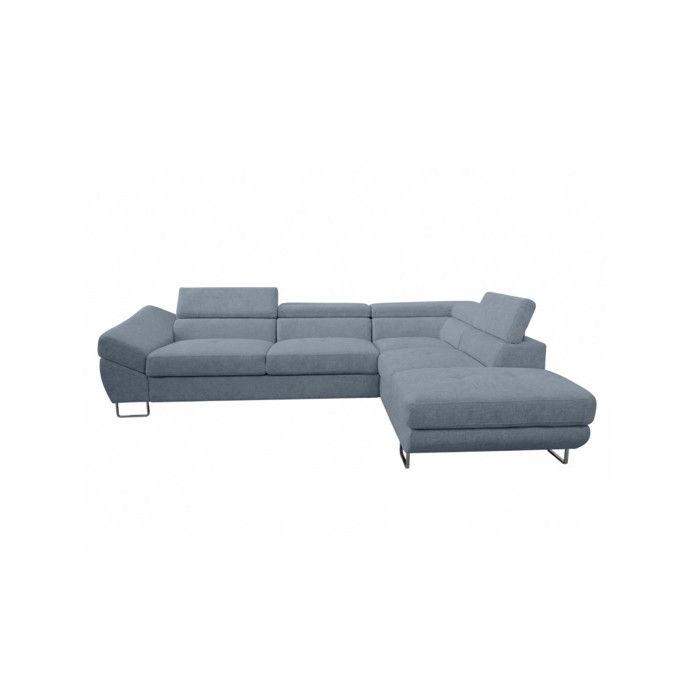 Canapé d'angle CASSIOPE convertible avec coffre en tissu - Bleu acier - Angle Droit