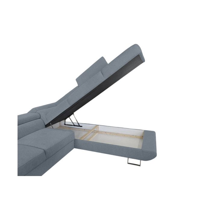 Cassiope - Canapé d'angle convertible droit 5 places tissu bleu - Vue supplémentaire 2