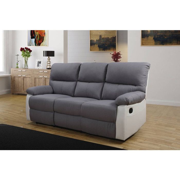 Canapé relax Lincoln - HABITAT ET JARDIN - 3 places - Blanc / Gris clair