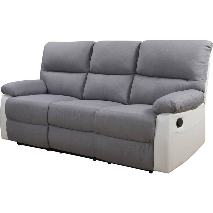 Canapé relax Lincoln - HABITAT ET JARDIN - 3 places - Blanc / Gris clair - Vue supplémentaire 1