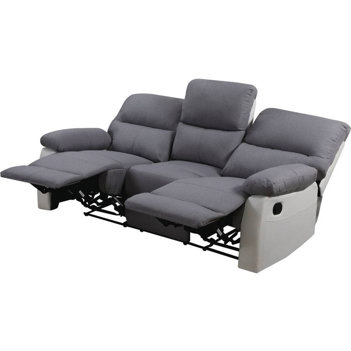 Canapé relax Lincoln - HABITAT ET JARDIN - 3 places - Blanc / Gris clair - Vue supplémentaire 2