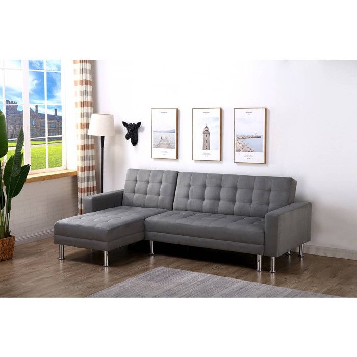 Produit similaire: Canapé d'angle convertible - HABITAT ET JARDIN - Theo - Gris - 4 places - Avec coffre de rangement